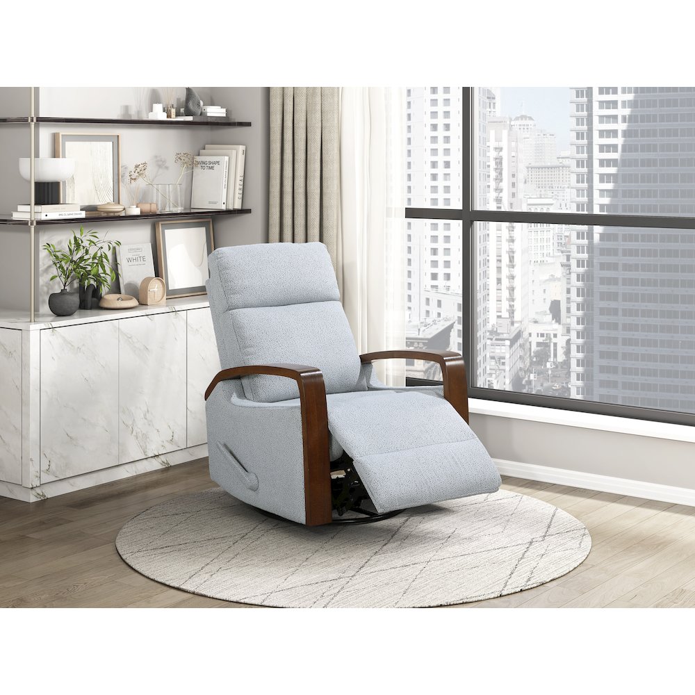Margerie Boucle Swivel Glider Reclining Chair in Gray. Picture 2