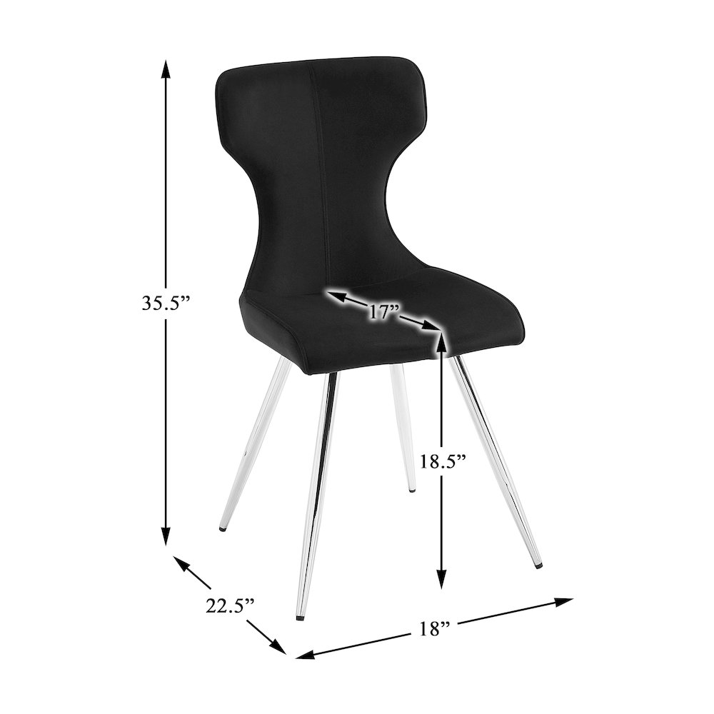 Topeka Velvet Dining Side Chair, Set of 2 in Black. Picture 5