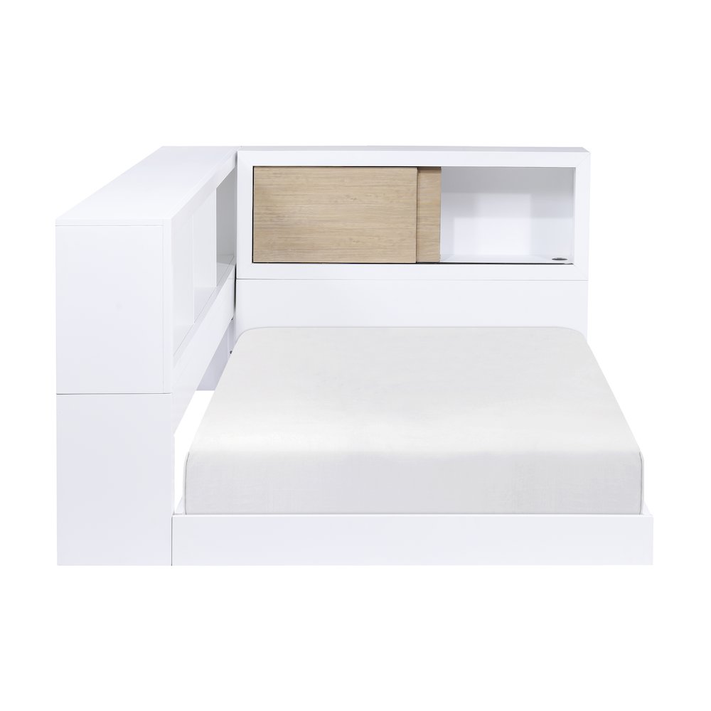 Asker A. Hardwood Twin Bookcase Corner Bed in 2-Tone (White and Natural). Picture 8