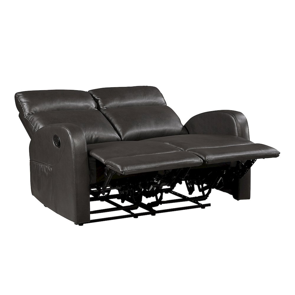 Allen Faux Leather Double Reclining Love Seat in Espresso. Picture 6
