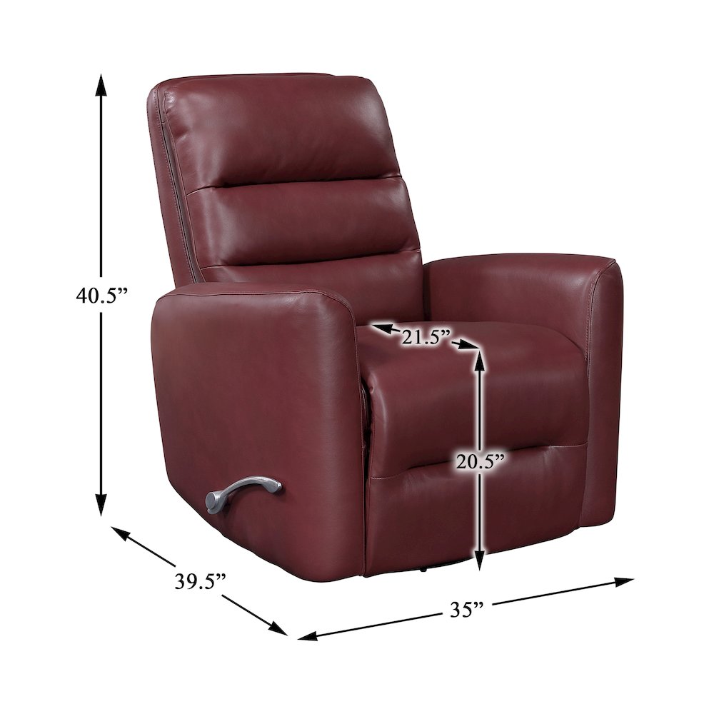 Dimitri Faux Leather Swivel Glider Reclining Chair in Red. Picture 6