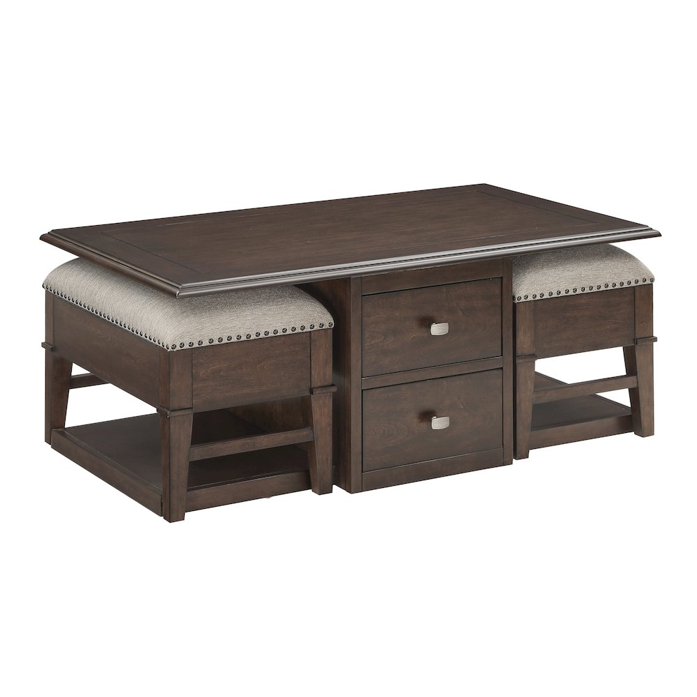 Claremore Asian Hardwood Cocktail Table in Brown. Picture 3