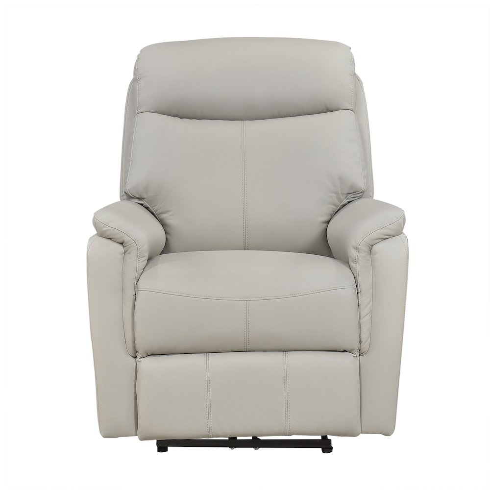 Leif Leather Power Reclining Chair in Light Gray. Picture 4