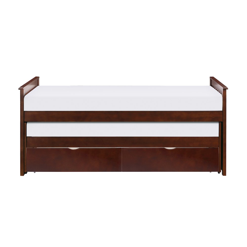 Rowe Pine Twin/Twin Bed with Storage Boxes in Dark Cherry. Picture 3