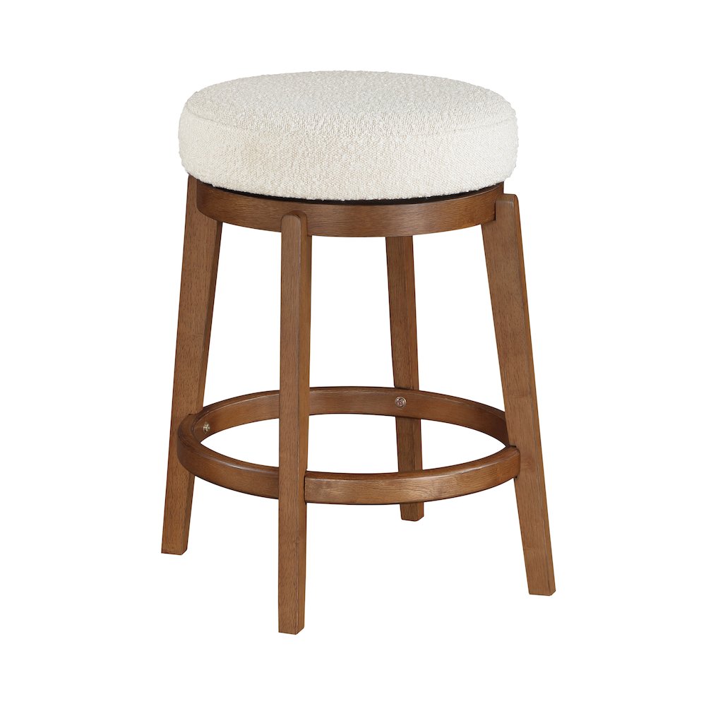 Lily Asian Hardwood Swivel Counter Height Chair in Brown. Picture 1