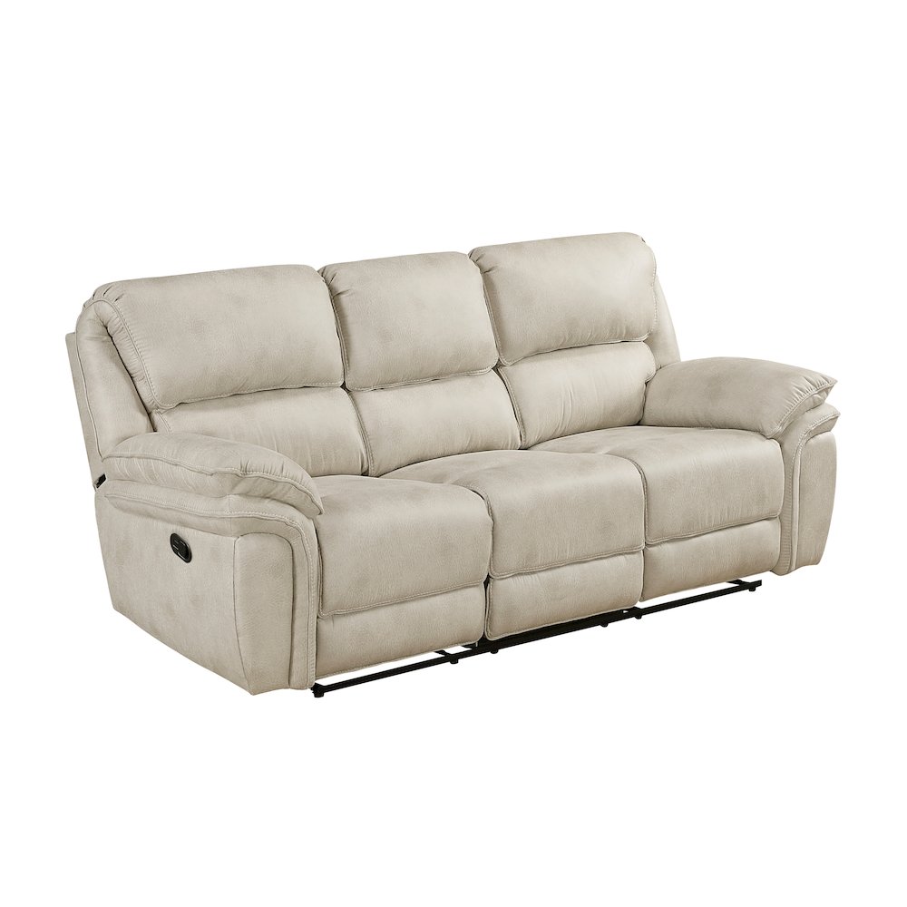 Proctor Microfiber Double Reclining Sofa in Sand. Picture 1