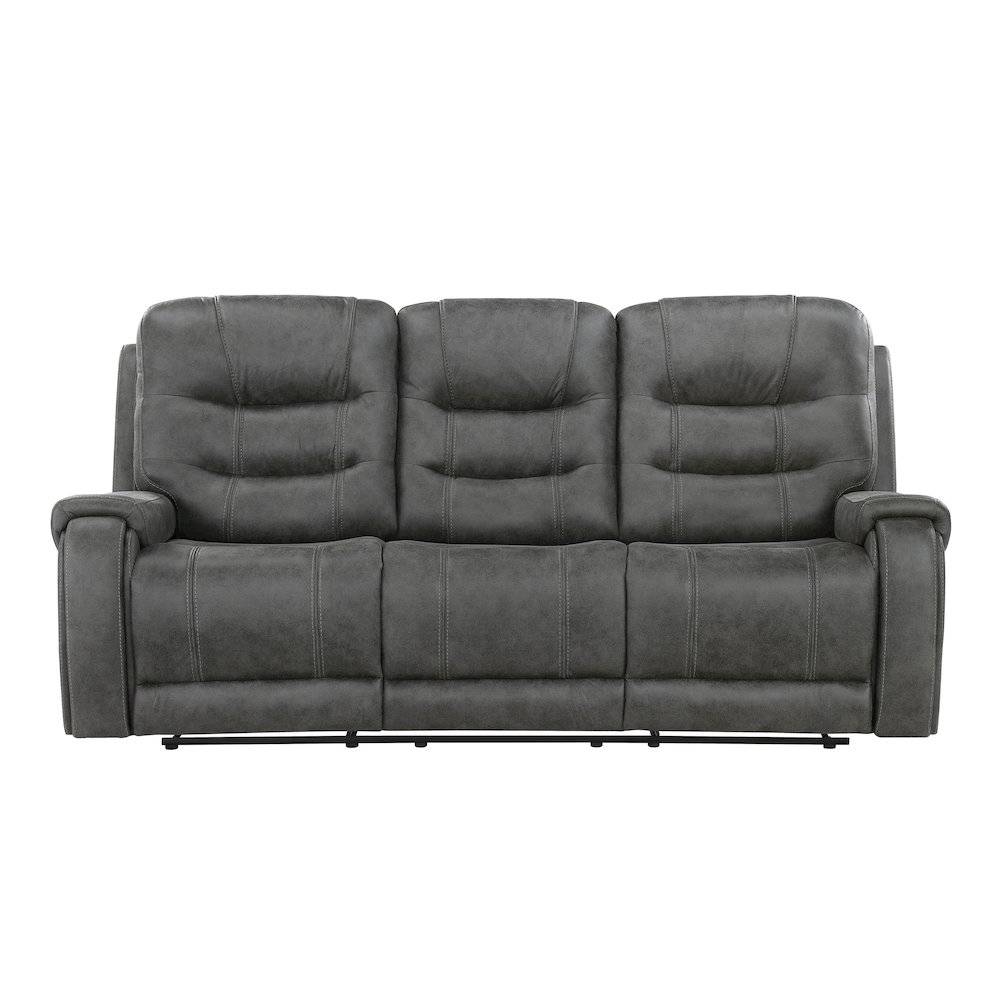 Oberon Microfiber Double Reclining Sofa in Dark Gray. Picture 5