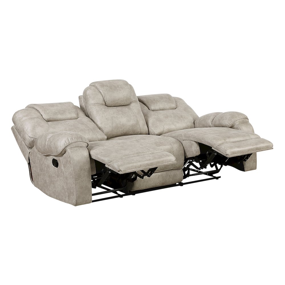 Gainesville Microfiber Double Reclining Sofa in Pewter. Picture 5