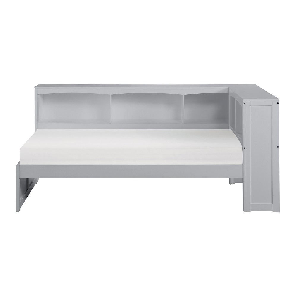 Orion Pine Twin Bookcase Corner Bed in Gray. Picture 4