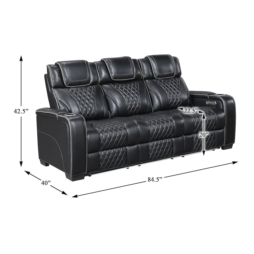 Apex Leather 2pc Set: Sofa, Love in Black. Picture 5