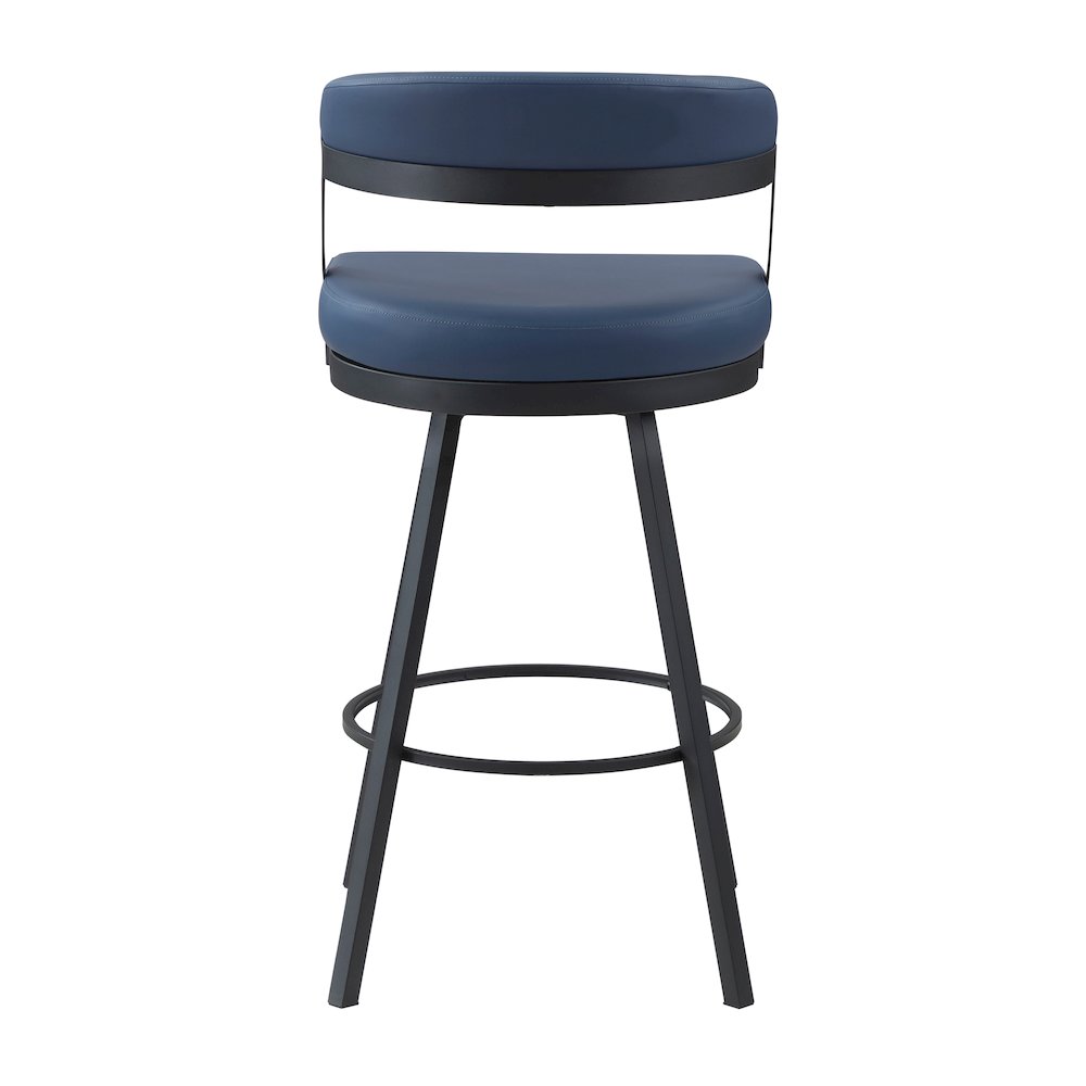 Crowley Faux leather Swivel Pub Height Chair in Blue. Picture 3