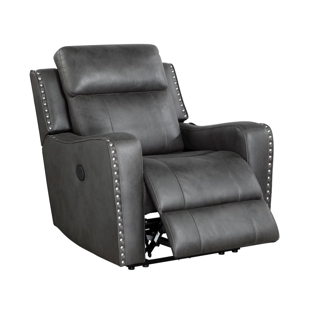 Kellen Microfiber Power Reclining Chair in Smoky Gray. Picture 7