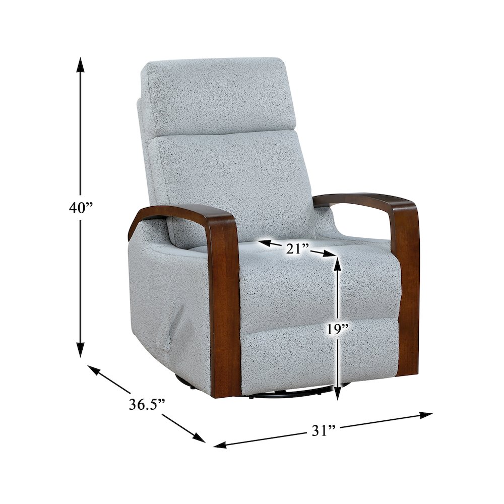 Margerie Boucle Swivel Glider Reclining Chair in Gray. Picture 5