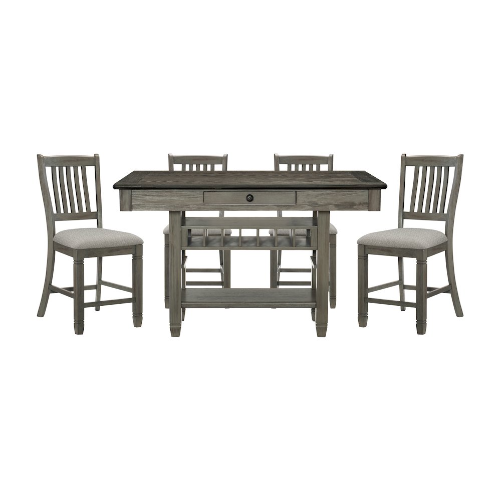 Granby Pine Counter Height Dining Table in Coffee and Antique Gray. Picture 3