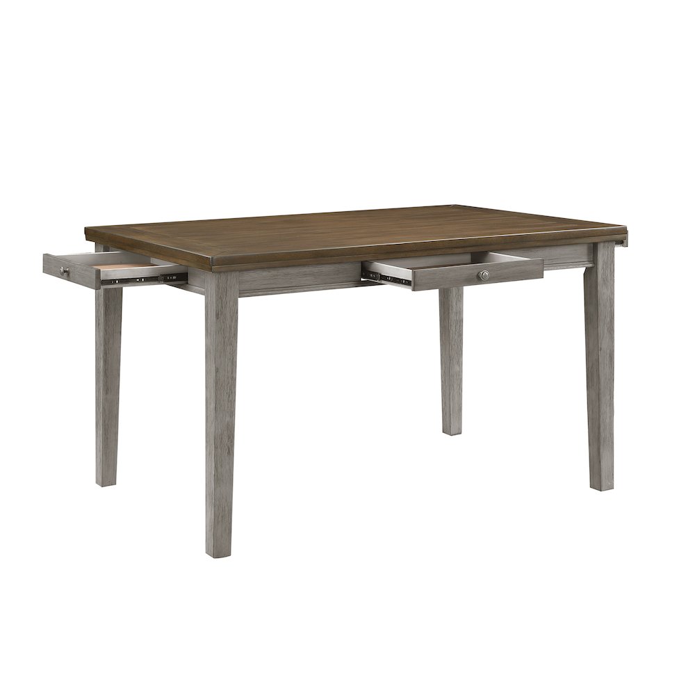 Tigard Wood Counter Height Dining Room Table  in Cherry and Gray. Picture 5