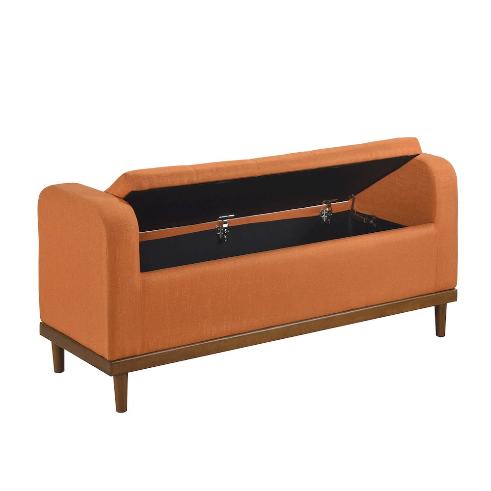 Brigitte Textured Lift Top Storage Bench in Orange. Picture 6