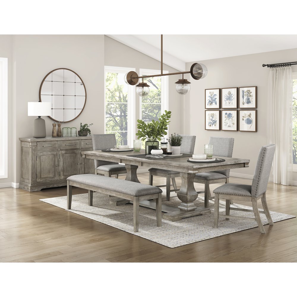 Southlake Textured Dining Room Bench in Light gray. Picture 2
