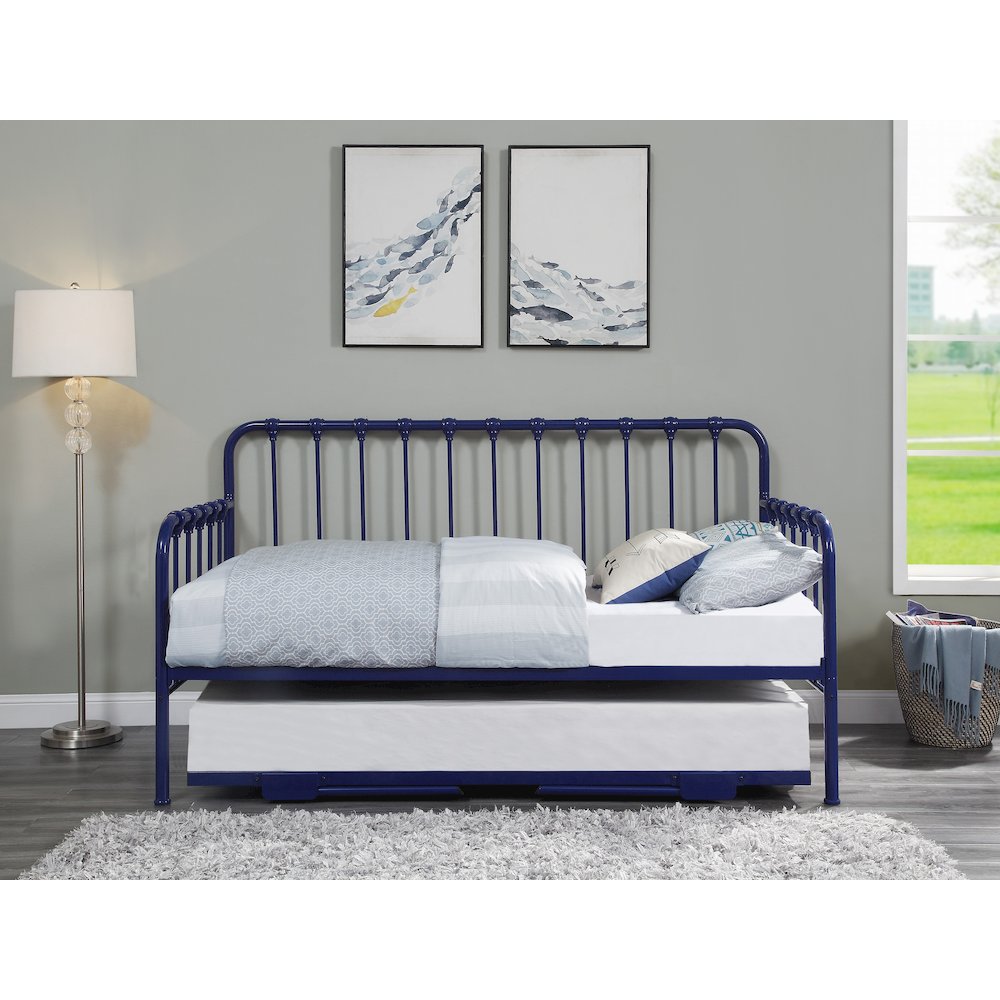 Constance Metal Metal Daybed with Trundle in Navy Blue. Picture 3