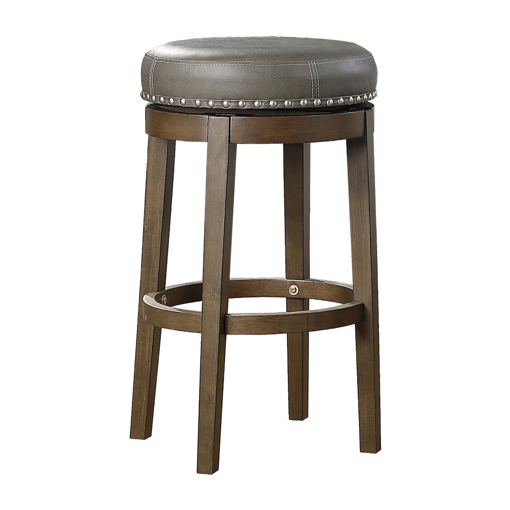 Westby Solid Wood 29" Round Swivel Stool, Set of 2 in Gray. Picture 1