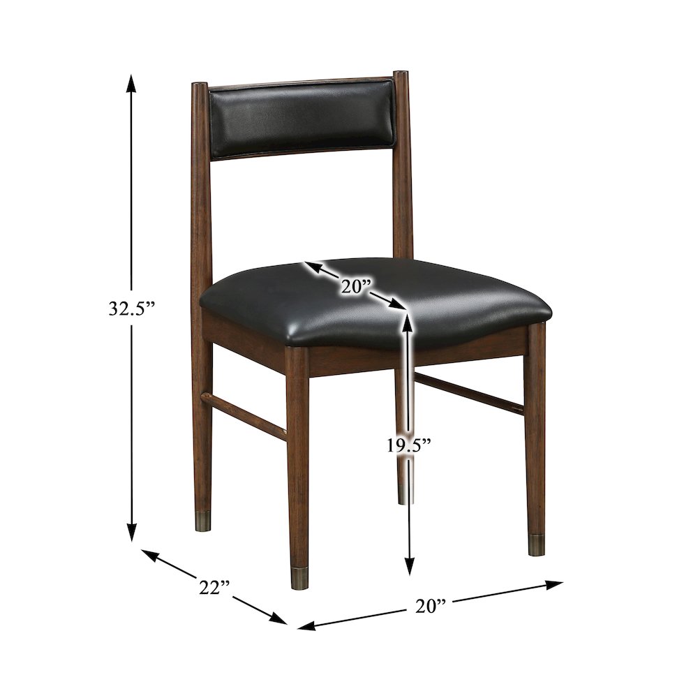 Clive Leather Dining Side Chair, Set of 2 in Black. Picture 6