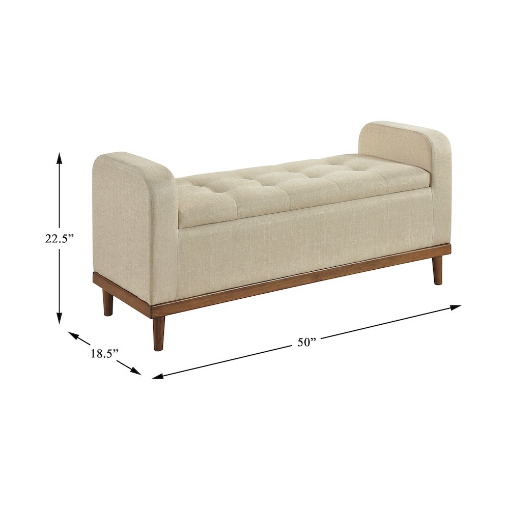Brigitte Textured Lift Top Storage Bench in Light Brown. Picture 5