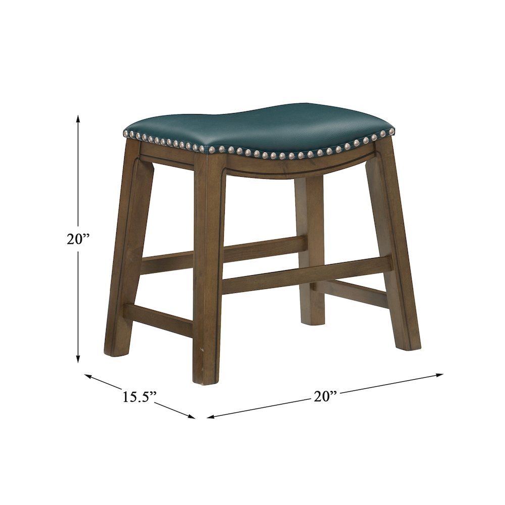 Ordway Solid Wood 18" Height Saddle Stool in Green. Picture 4