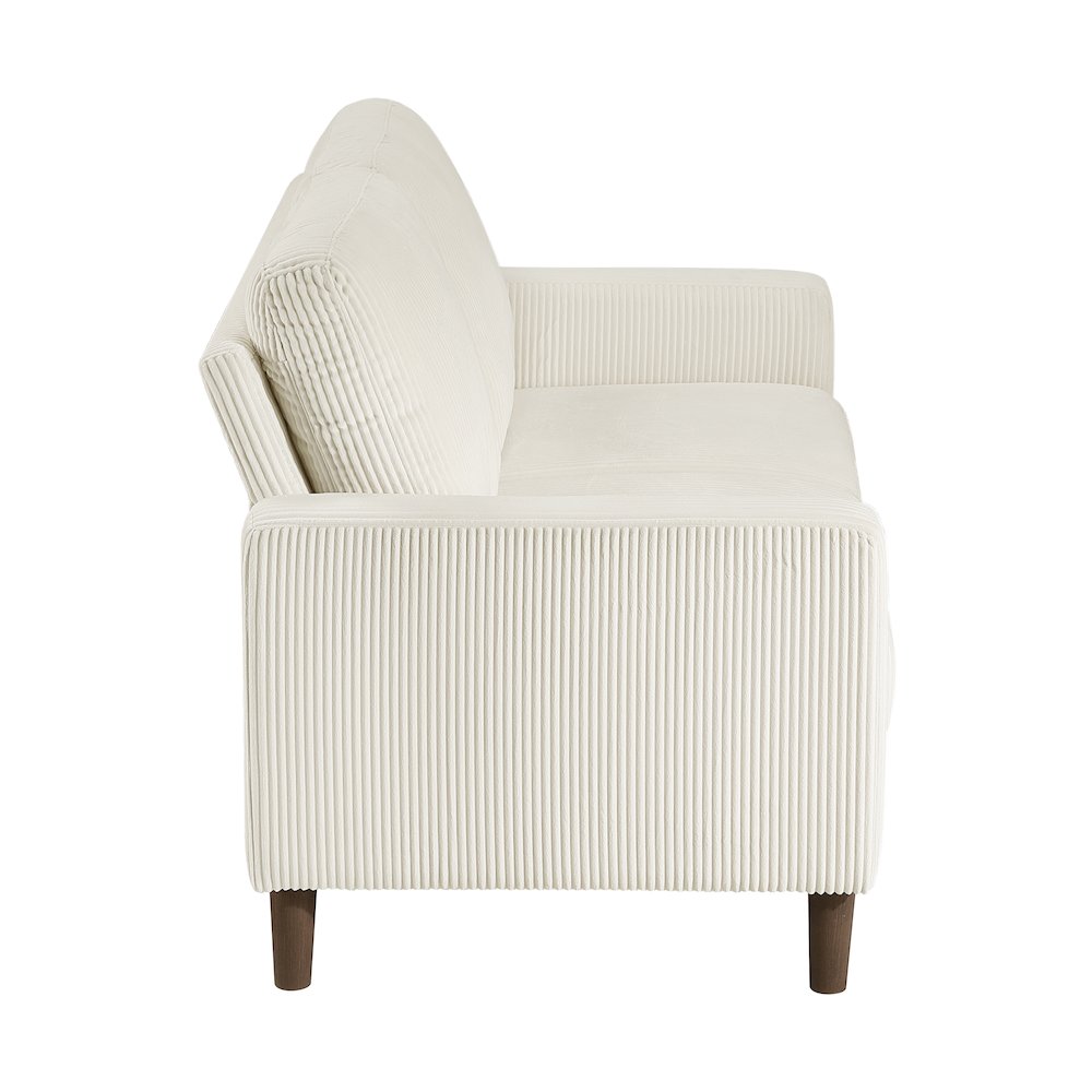 Crandall Corduroy Love Seat in Beige. Picture 7