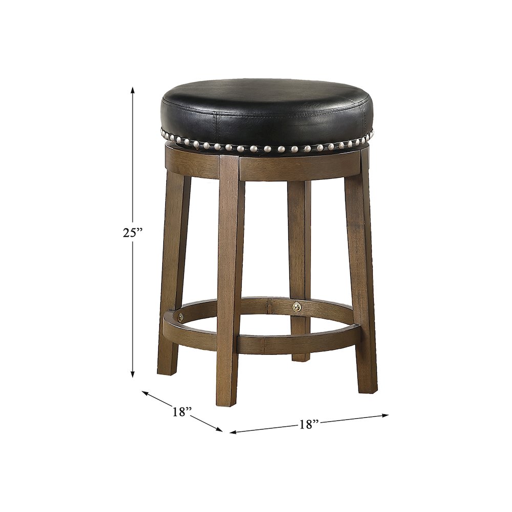 Westby Solid Wood 24" Round Swivel Stool, Set of 2 in Black. Picture 4