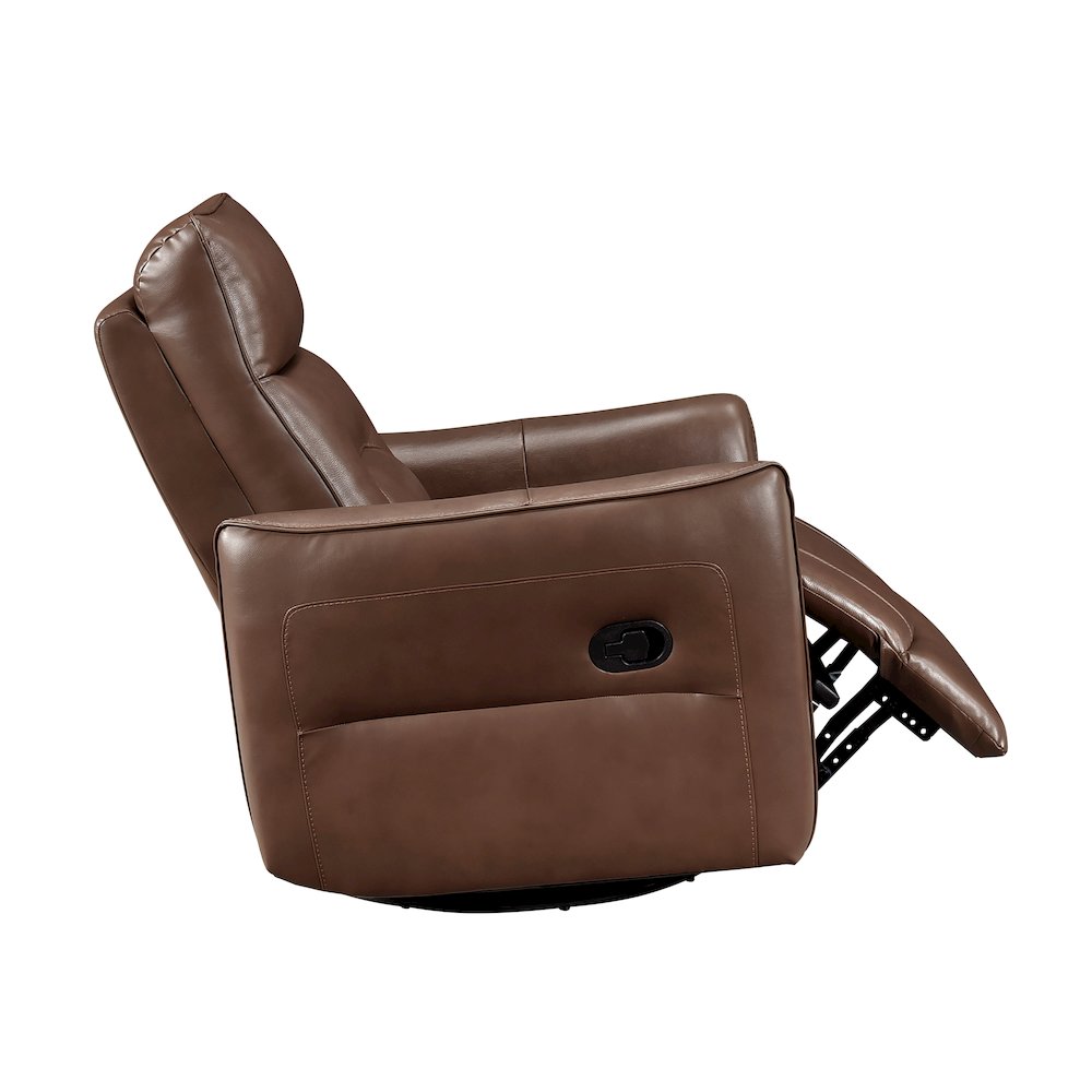 Thomas Leather Swivel Glider Reclining Chair in Toffee Brown. Picture 10