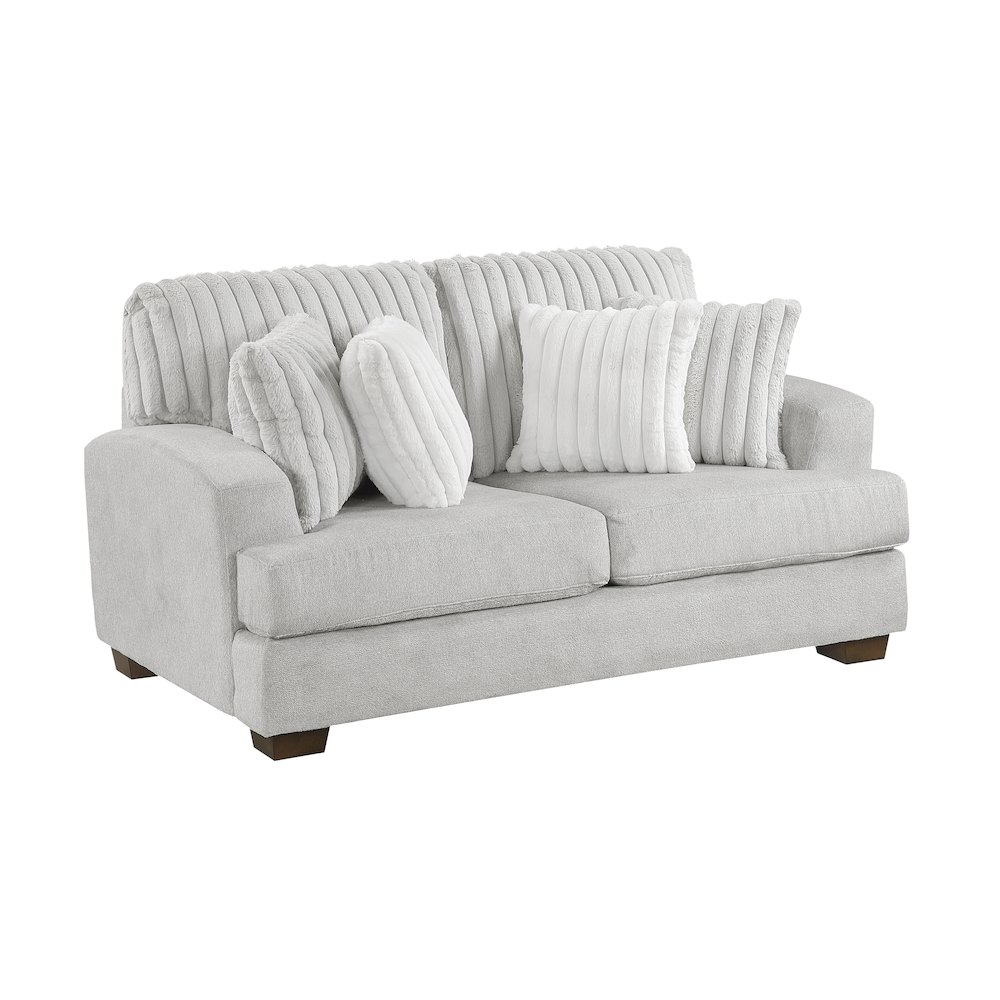 Santiago Microfiber Love Seat in Light Gray. Picture 1
