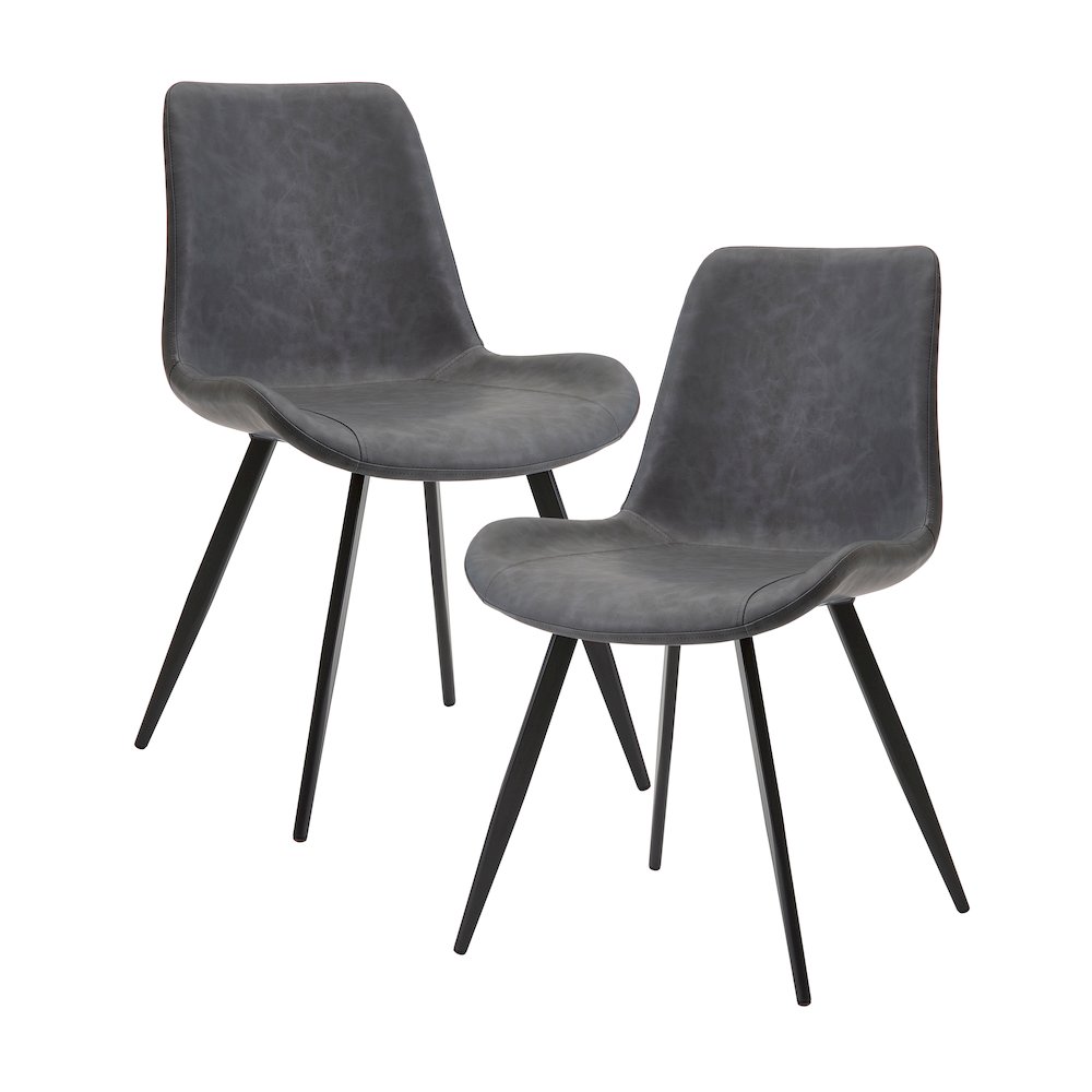 Brixley Faux Leather Dining Side Chair, Set of 2 in Gray. Picture 2