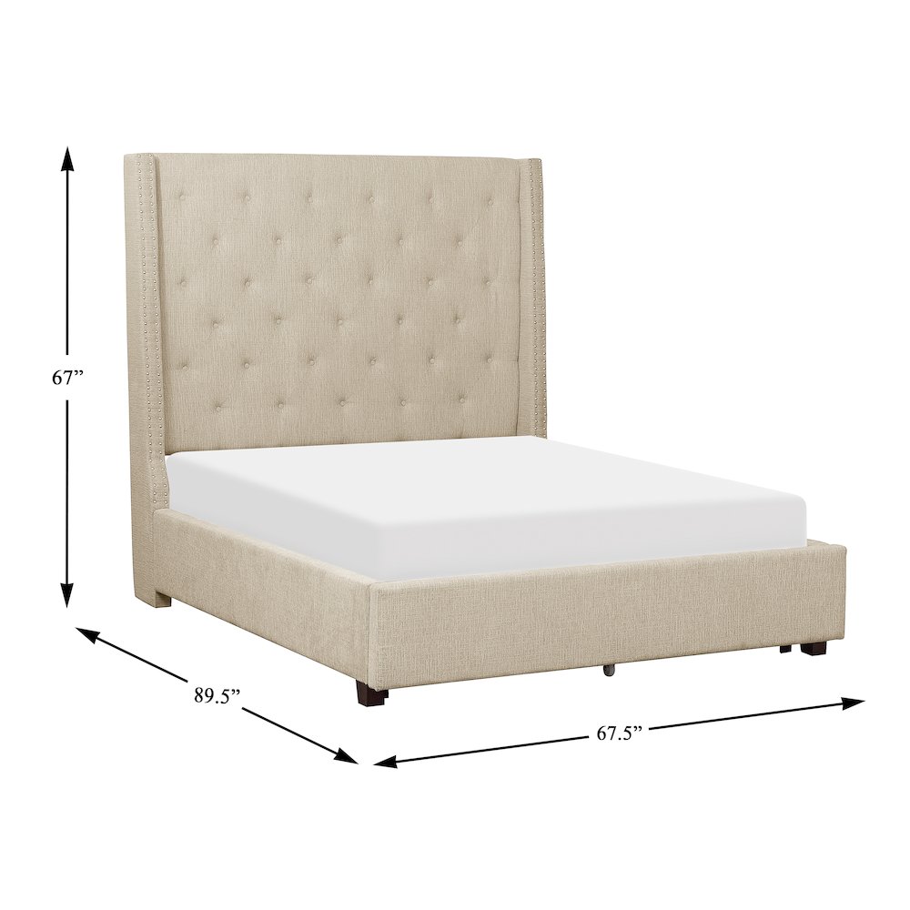 Fairborn Solid Wood Queen Platform Bed in Beige. Picture 4