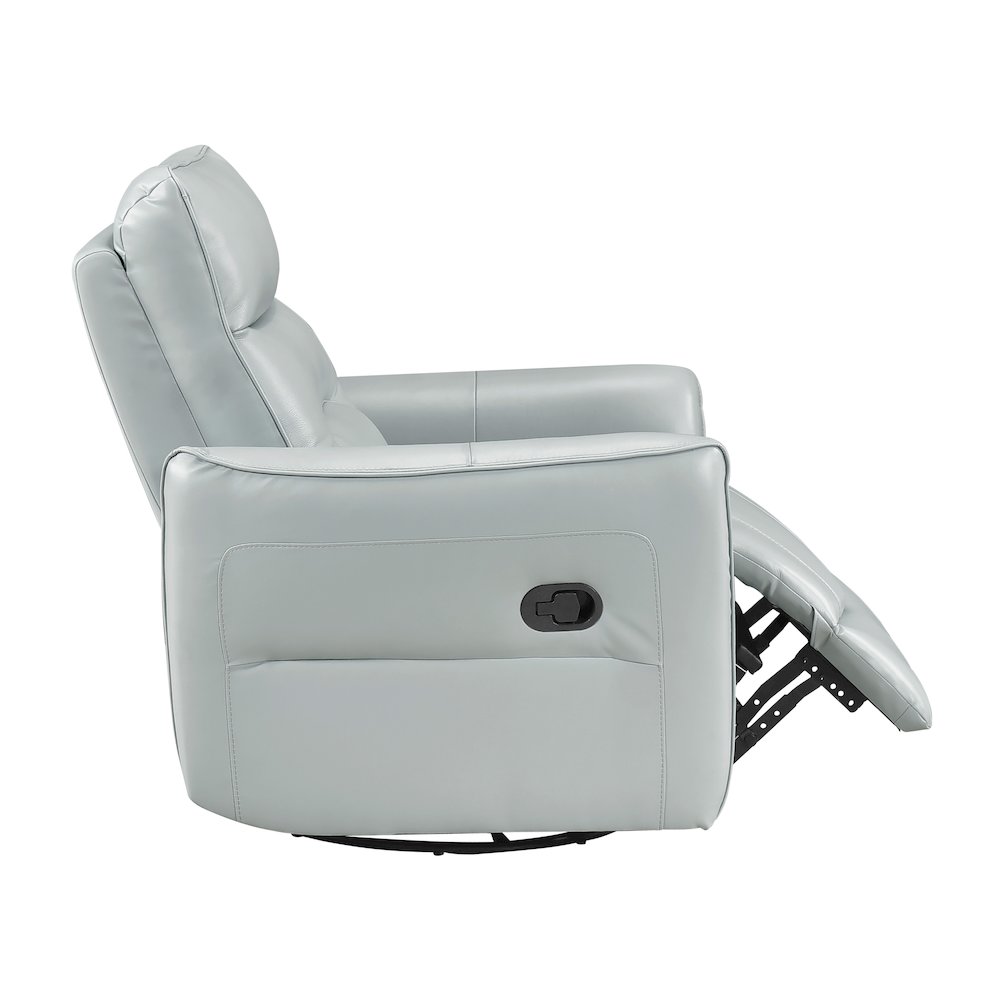 Thomas Leather Swivel Glider Reclining Chair in Aqua. Picture 10