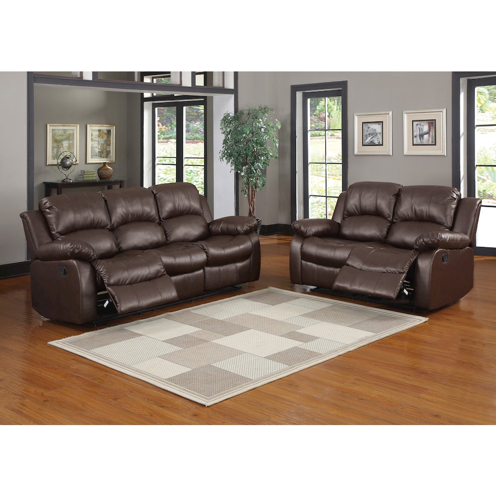 Cranley Faux Leather Double Reclining Loveseat in Black. Picture 4