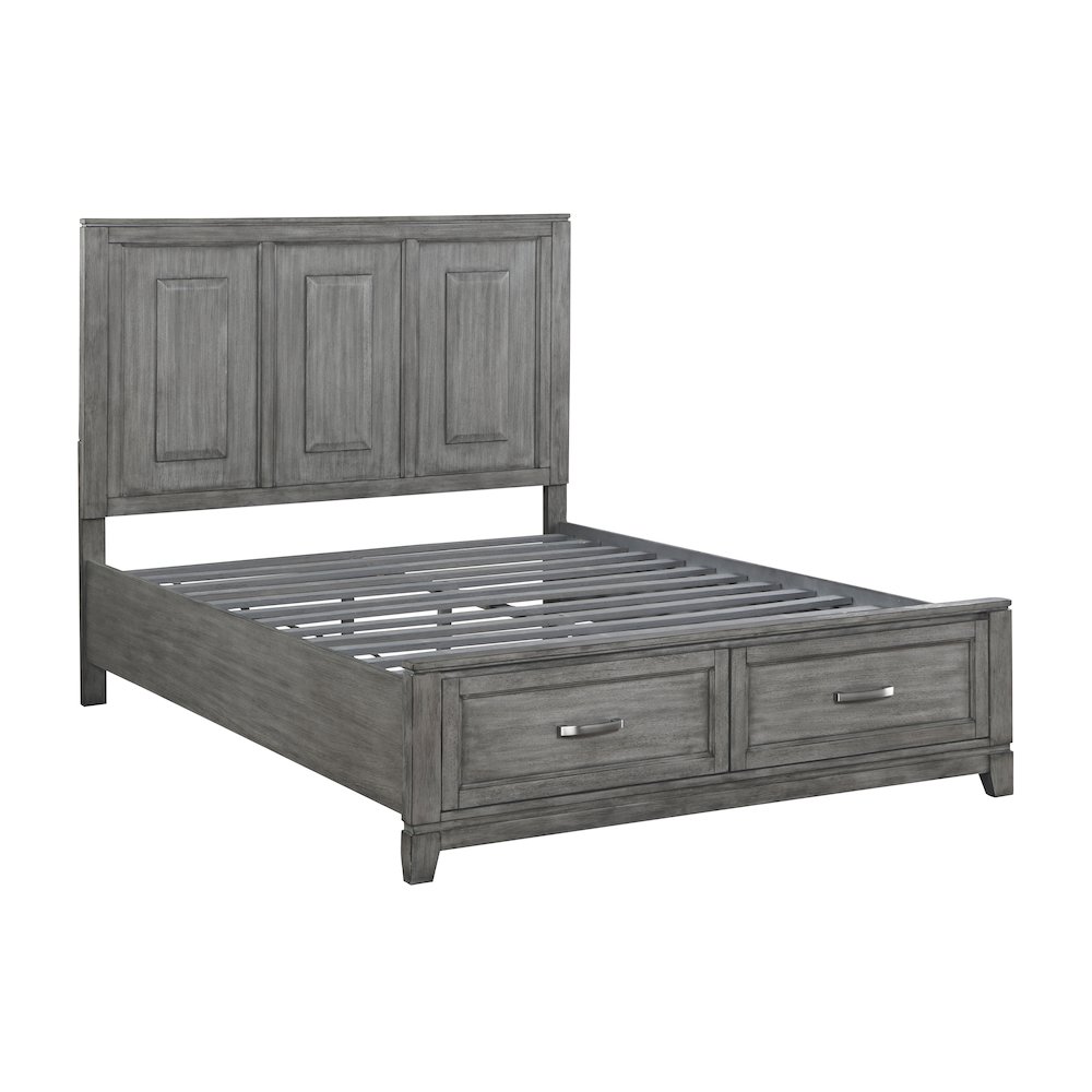 Garretson Acacia Queen Platform Bed with Footboard Storage in Gray. Picture 2