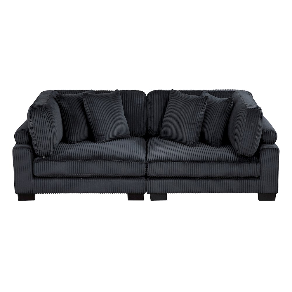Traverse Corduroy Love Seat in Black. Picture 6
