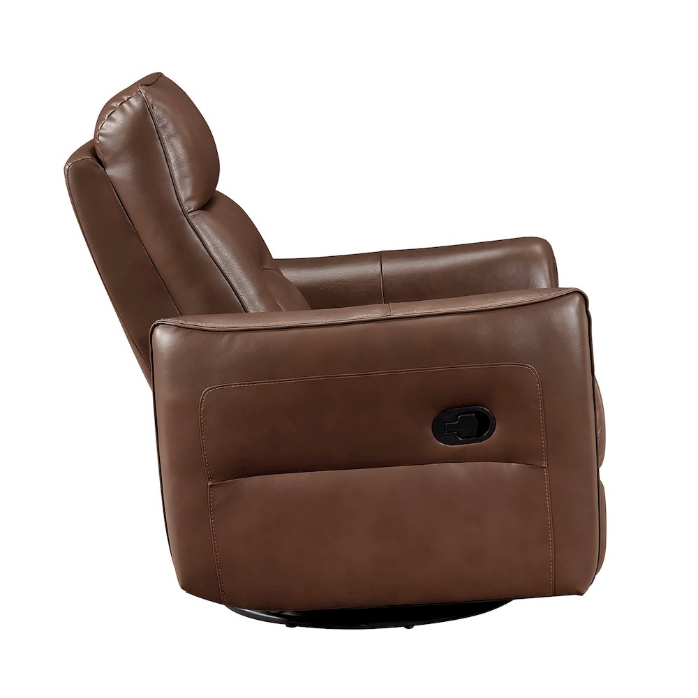 Thomas Leather Swivel Glider Reclining Chair in Toffee Brown. Picture 7