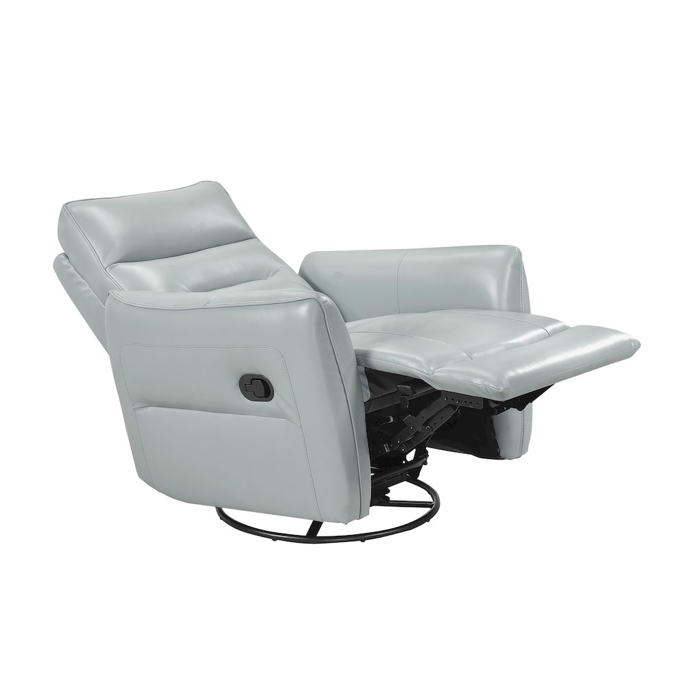 Thomas Leather Swivel Glider Reclining Chair in Aqua. Picture 9