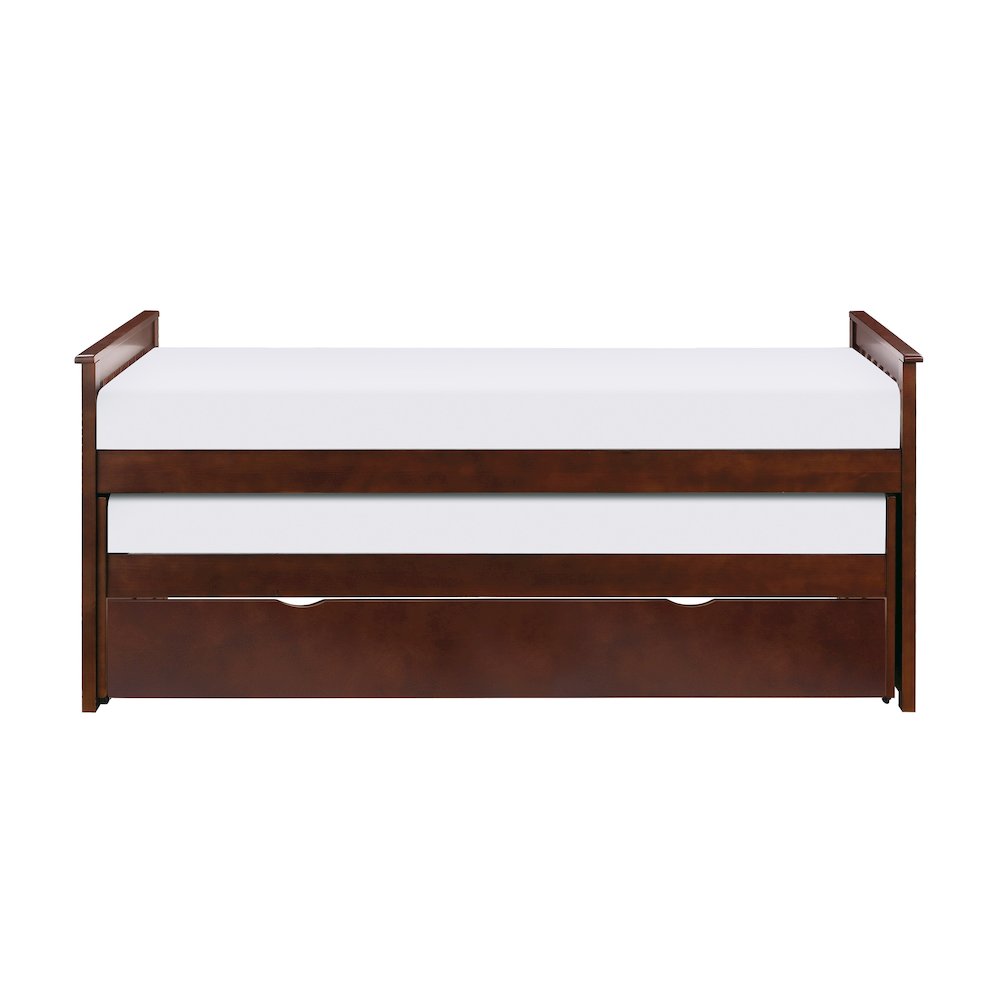 Rowe Pine Twin/Twin Bed with Twin Trundle in Dark Cherry. Picture 3