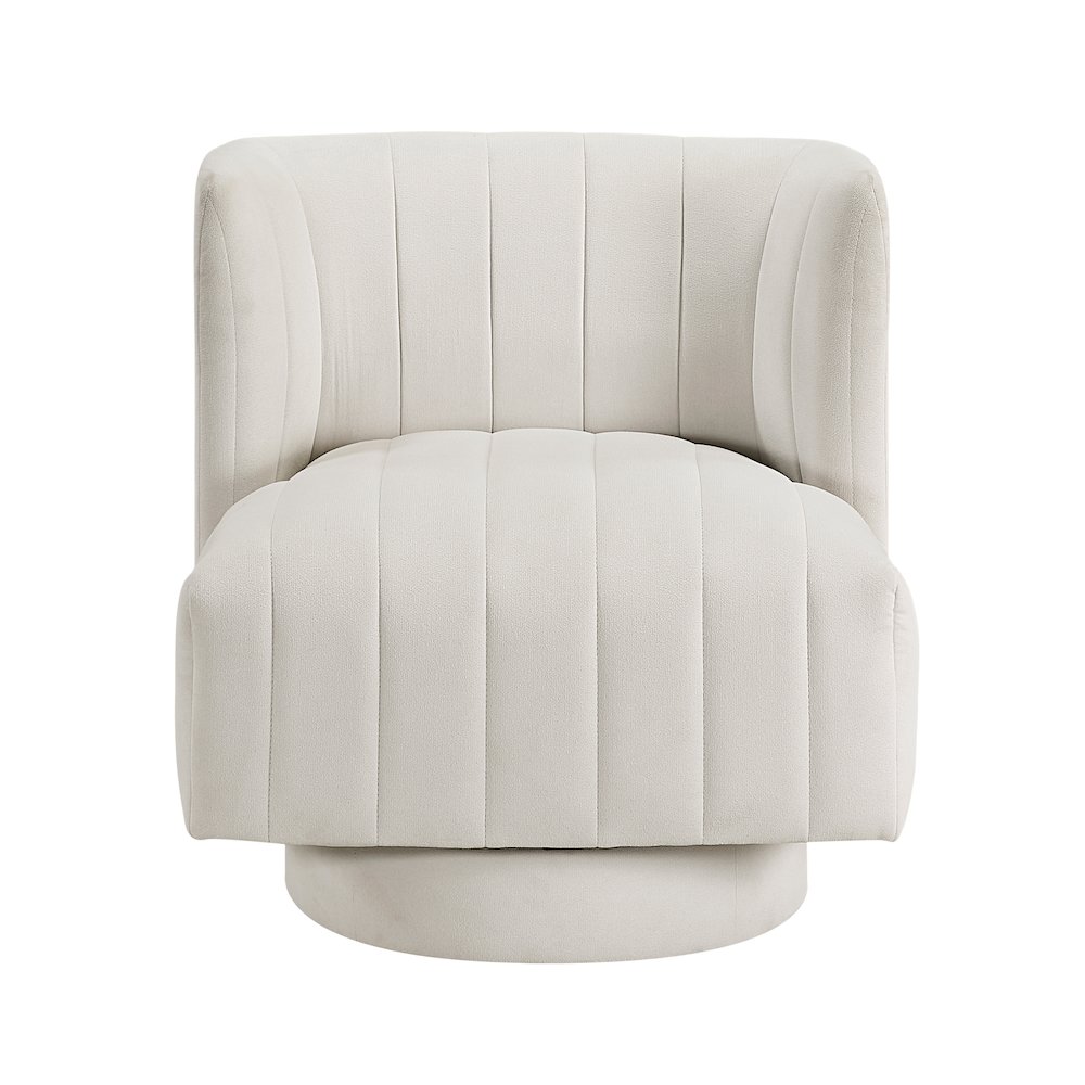 Joyce Textured Swivel Chair in Beige. Picture 4