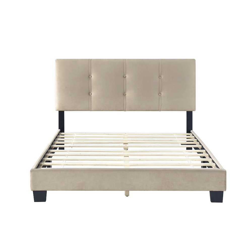 Newberry Velvet Full Platform Bed in Light Brown. Picture 5