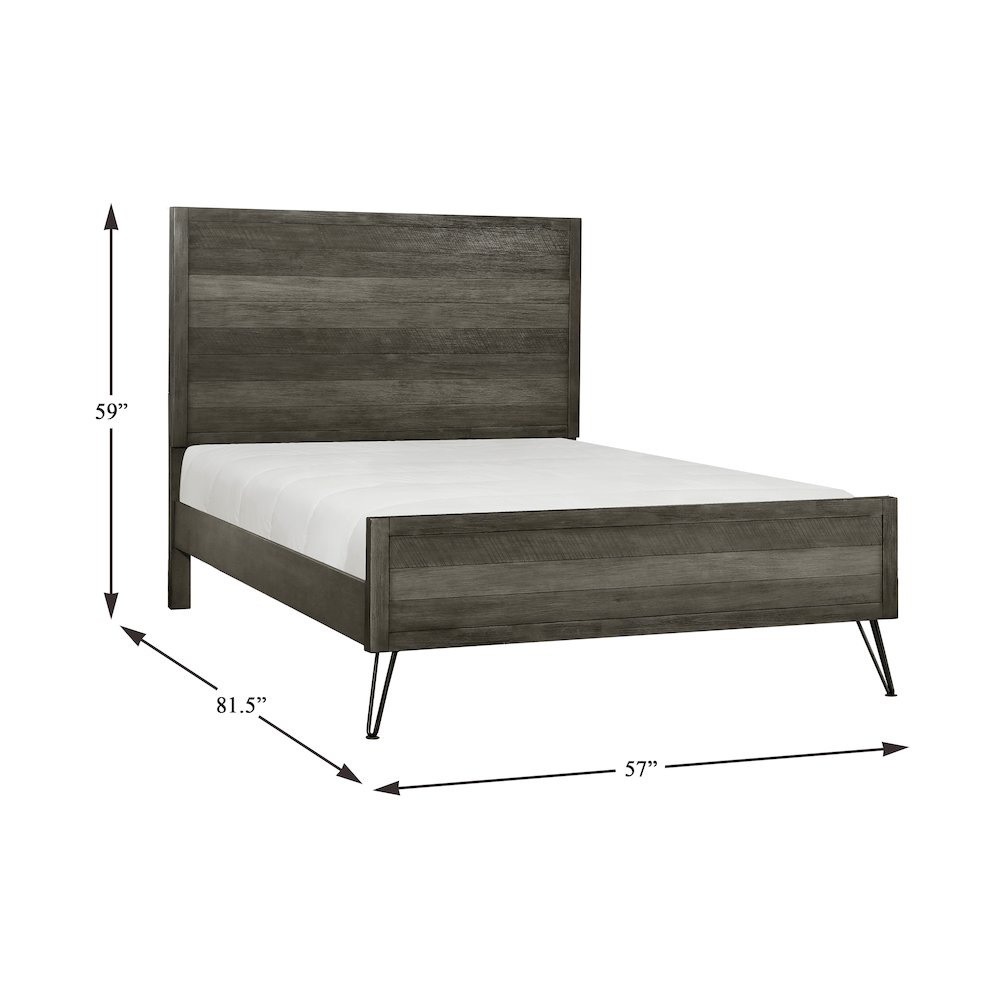Urbanite Asian Hardwood Full Bed in 3 Tone Gray. Picture 5