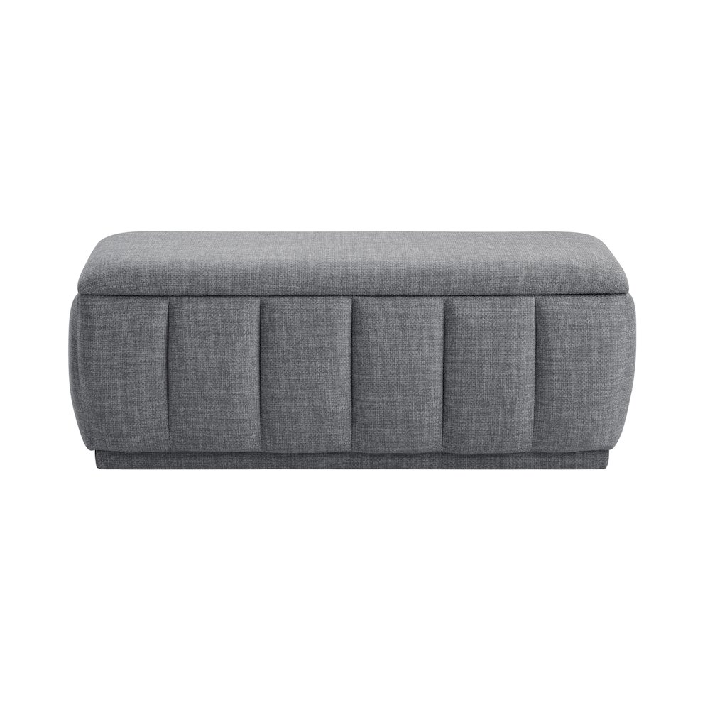 Maize Textured Lift Top Storage Bench in Gray. Picture 3