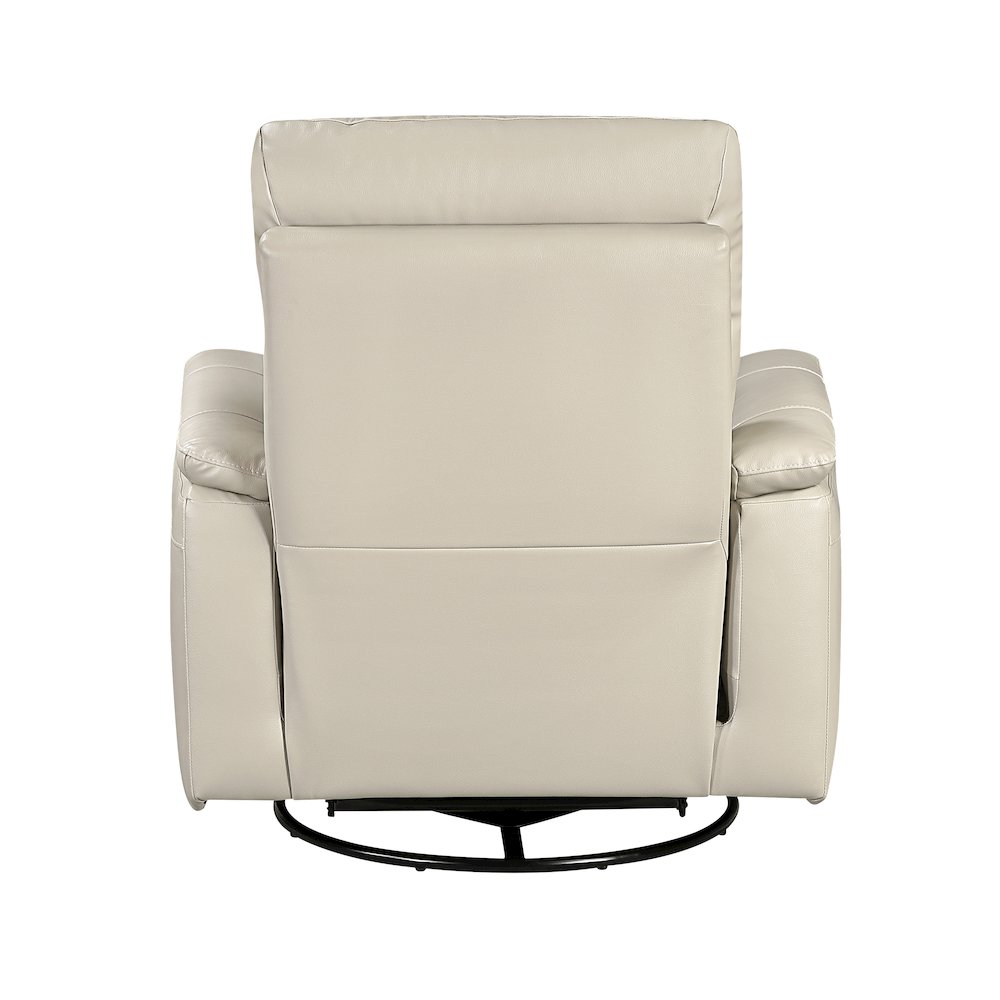 Hadley Leather Swivel Glider Reclining Chair in Taupe. Picture 3