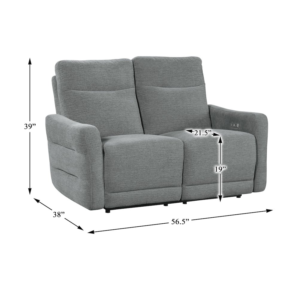 Edition Faux Leather Power Double Reclining Love Seat in Gray. Picture 5