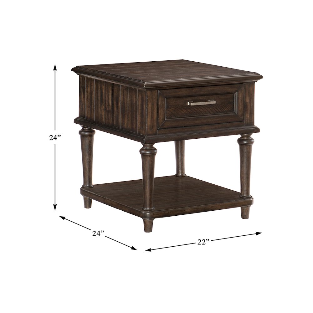 Cardano Asian Hardwood End Table with drawers  in Driftwood Charcoal. Picture 3