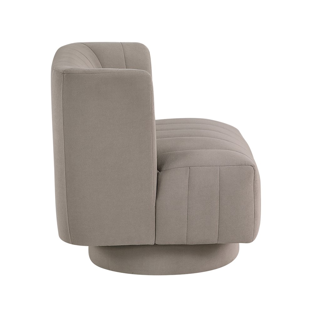 Joyce Textured Swivel Chair in Taupe. Picture 6