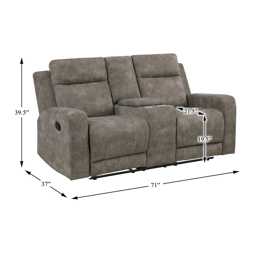 Muncie Microfiber 2pc Set: Sofa, Love in Brown. Picture 5