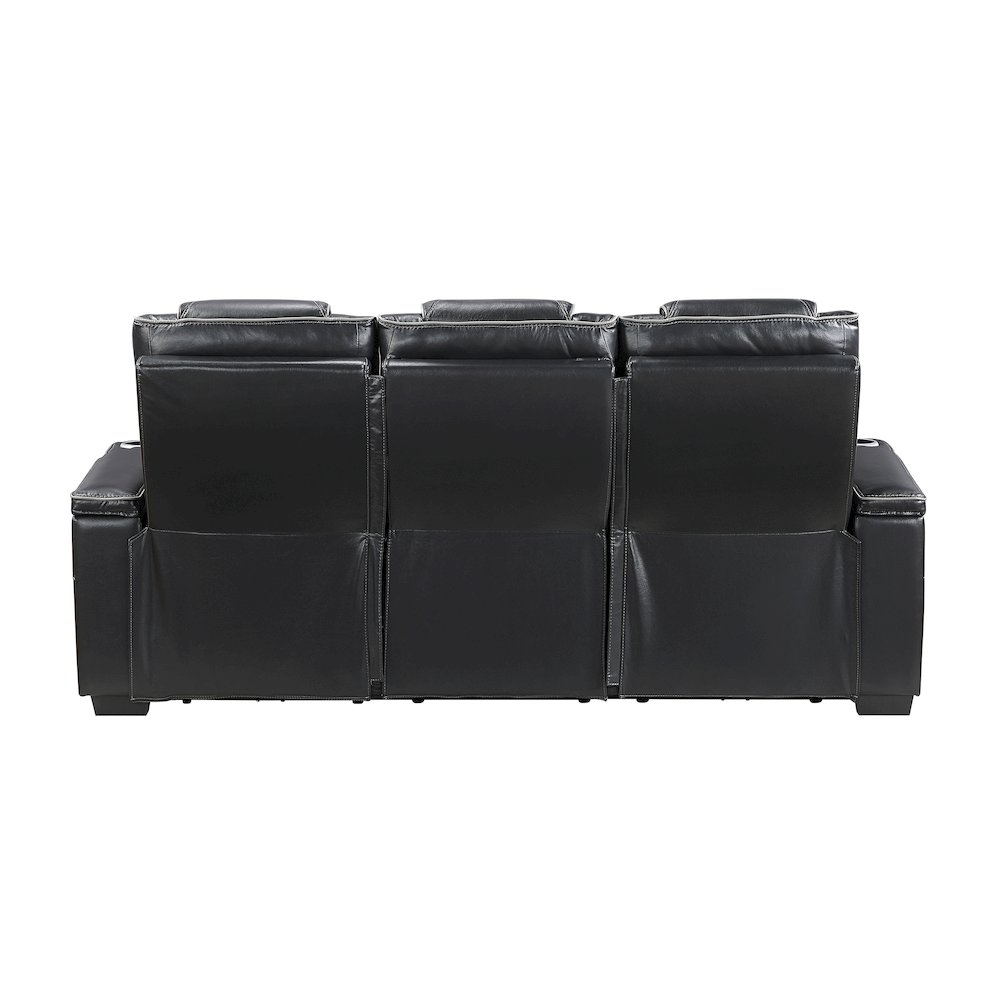 Apex Leather 3pc Set: Sofa, Love, Chair in Black. Picture 3
