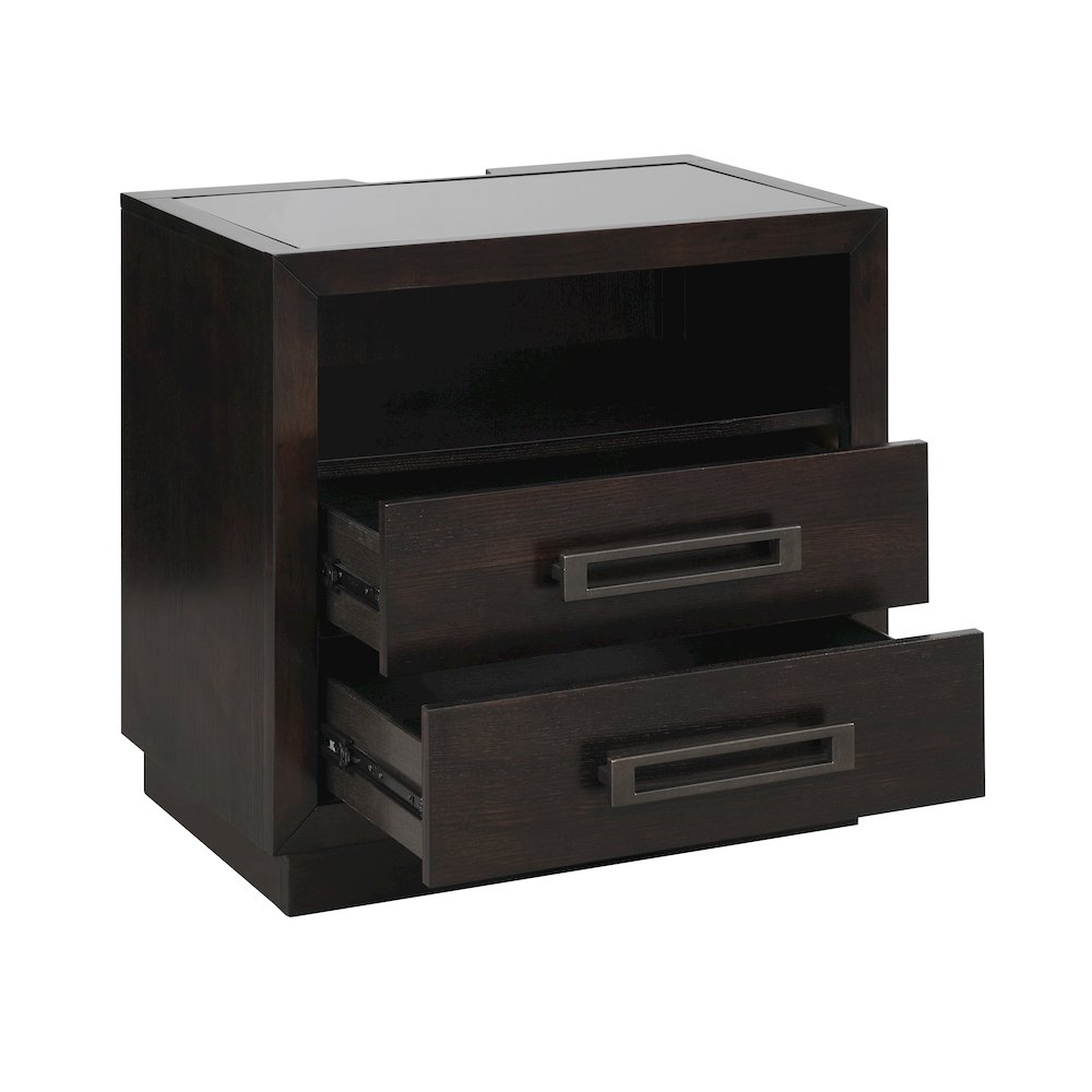 Larchmont Asian Hardwood Nightstand in Charcoal. Picture 6
